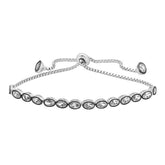 Silver Oval Cut Diamond Mounted Elevator Bracelet